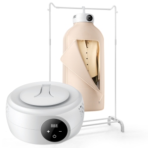VEVOR 600W Portable Clothes Dryer, Clothes Dryer with Dryer Bag, PTC Heating & LED Display, Foldable Mini Dryer with 5-H Timer for Apartments, Dorms, RVs, or Hotels, Beige