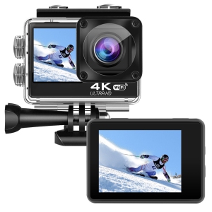 Action Camera True 4K Anti-Shake Dual Screen Touch Action Camera with Remote Control + 128GB