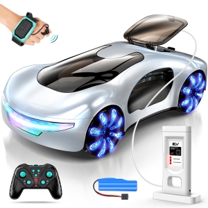 A dazzling remote-controlled stunt car that can rotate 360 ​​degrees and has eye-catching paint, making it a great birthday gift for boys - White