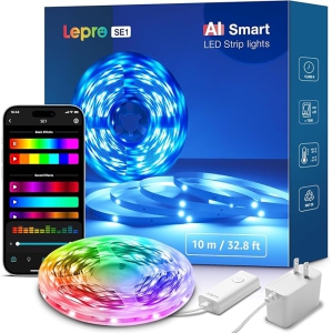 Lepro SE1 AI Led Strip Lights, 32.8ft WiFi RGB LED Lights, Work with Alexa & Google Led Lights Strip for Bedroom, Segmented DIY Led Light Strips