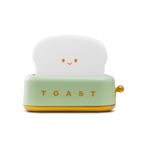 Green toaster Night Light - Rechargeable, Dimmable & Timer, 800mAh Battery, Cute Smile Design for Nursery/Bedroom/Decor
