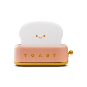 Pink toaster Night Light - Rechargeable, Dimmable & Timer, 800mAh Battery, Cute Smile Design for Nursery/Bedroom/Decor