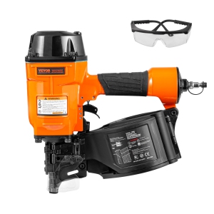 VEVOR MCN70 Coil Siding Nailer, 1-3/4" to 2-3/4" 15 Degree Pneumatic Siding Nail Gun, 70-120PSI Air Coil Nailer for Pallet, Crating, Framing, Siding and Fencing