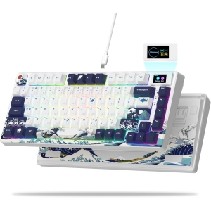Womier S-K80 75% Keyboard with Color Multimedia Display Mechanical Gaming Keyboard, Wired Hot Swappable Gasket Mount RGB Custom Key Board, Pre-lubed Stabilizer for Mac/Win, White