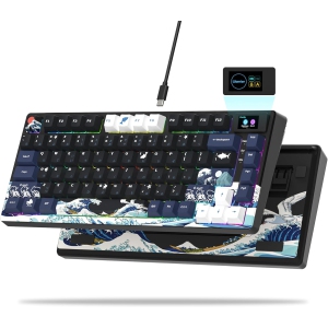 Womier S-K80 75% Keyboard with Color Multimedia Display Mechanical Gaming Keyboard, Wired Hot Swappable Gasket Mount RGB Custom Key Board, Pre-lubed Stabilizer for Mac/Win, Black