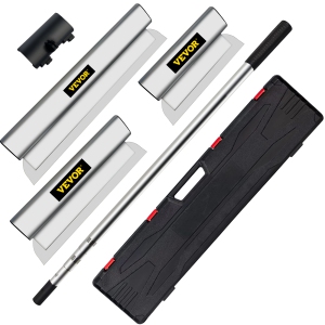VEVOR Skimming Blade Set,10"+24"+32" Blades + 35"-78" Extension Handle，European Stainless Steel Construction Knife, Aluminum Blade Profile Smoothing Knockdown Spatula