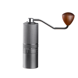 Manual Coffee Grinder, 28g Capacity, CNC Stainless Steel, Conical Burrs, Externally Adjustable Settings, Six Stars (Gray)