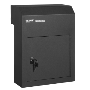 VEVOR 12x6x16" Through The Door Key Drop Box, Heavy Duty Steel Through the Door Mailbox with 1.8" 12" Key Lock, Mail Drop Box, Black