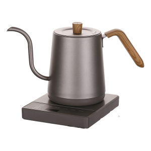 Titanium Silver Compact Electric Gooseneck Kettle - 0.8L, 1000W Fast Boil, Precise Temp Control (40-90°C), Ideal for Pour-Over Coffee & Tea