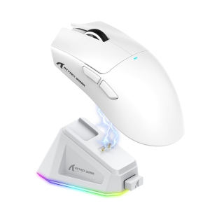 Attack Shark X11 59g Superlight Wireless Gaming Mouse with Magnetic RGB Charging Dock?BT/2.4G Wireless/Wired Mouse, 22000 DPI?5 Programmable Buttons for PC/Laptop/Mac?White?