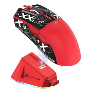 Attack Shark X11 59g Superlight Wireless Gaming Mouse with Grip Tape, RGB Charging Dock?BT/2.4G Wireless/Wired Pc Mouse, 22000 DPI,5 Programmable Buttons for Pc/Mac(Red)