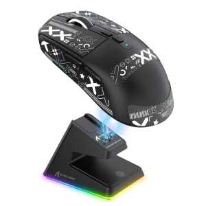 Wireless Gaming Mouse,RGB Magnetic Charging Dock,49g Ultralight X3 Upgrade,Tri-Mode 2.4GHz/BT5.2/USB-C,PAW3395 Sensor 26KDPI,G502 Programmable Mice for Win/Mac - Black&Tape