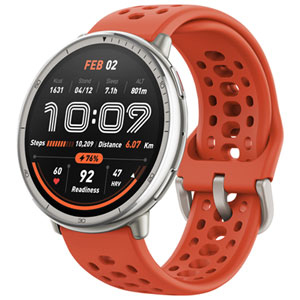 Amazfit Active 2 44mm Stainless Steel LTE Smartwatch with Heart Rate Monitor and GPS - Red Band