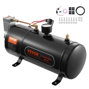 VEVOR 12V Air Compressor with Tank 0.8 Gallon/3 L, Train Horn Air Compressor, 120 psi Working Pressure Onboard Air Compressor System for Train Air Horns, Air Mattresses