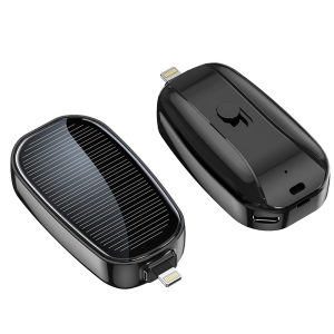 Solar Emergency Charger, Outdoor Wireless Power Bank, Compact and Portable - Apple Interface Black