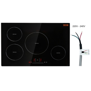 VEVOR Electric Cooktop, 4 Burners, 30'' Induction Stove Top, Built-in Magnetic Cooktop 7500W, 9 Heating Level Multifunctional Burner, LED Touch Screen w/ Child Lock