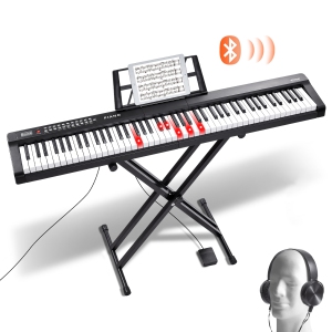 VEVOR 88 Key Digital Piano Keyboard, Semi Weighted Keys, Full Size Electric Keyboard Piano Set with Adjustable Stand Built-In Speakers Sustain Pedal Headphones, Bluetooth MIDI USB