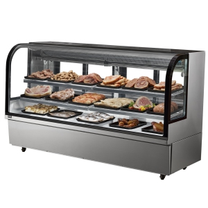 VEVOR 32 Cu.Ft./901L Refrigerated Display Case, Large Pastry Display Case, 4-Tier Commercial Display Refrigerator with LED Lighting, Downdraft Cooling, Movable with Casters