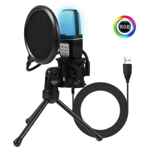 RGB Gaming Microphone, USB PC Condenser Microphone Kit for PC Gaming Mac PS4 PS5, Streaming, Podcasting, YouTube
