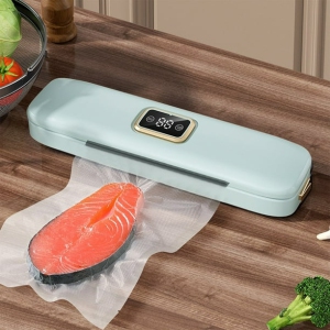 Vacuum Packaging Machine - Universal seal for wet and dry foods, easy to clean design, one-touch operation, suitable for all food types, compact and lightweight (green)