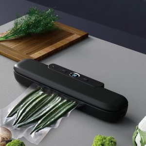 Multifunctional vacuum sealer - adjustable suction, suitable for dry/wet/soft food, one-touch operation, with compressor (black 10 bags)