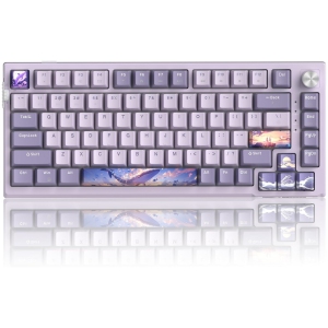 SKY81 75% Wireless Gasket Mechanical Gaming Keyboard, Hot Swappable RGB Custom Creamy Keyboard w/ 5-Layer Padding, BT/2.4G/USB-C, Knob Control (Dreamy Sky, Violet Switch)
