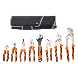 VEVOR 8-Piece Pliers Set, Carbon Steel, 12"/10"/8" Groove Joint Pliers, 8" Linesman's Pliers, 6" Slip Joint Pliers, 8" Long Nose Pliers, 6" Diagonal Cutter, 10" Adjustable Wrench