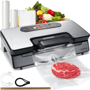 VEVOR 90Kpa 130W Vacuum Sealer Machine, Powerful Dual Pump and Dual Sealing, Dry and Moist Food Storage, Automatic and Manual Air Sealing System with Built-in Cutter, with Seal Bag