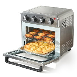 VEVOR 7-IN-1 Air Fryer Toaster Oven, 18L Convection Oven, 1700W Stainless Steel Toaster Ovens Countertop Combo with Grill, Pizza Pan, Gloves, 6 Slices Toast, 12-inch Pizza