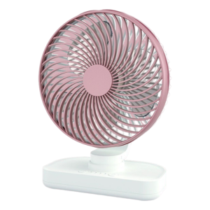 Rose gold 4-speed adjustable USB desk fan - ultra-quiet brushless motor, 3600 mAh battery, swings left and right, portable cooling device for office/home