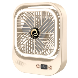 Cream white thin wide-angle desktop fan | three wind speeds + night light | HD digital display | direct plug-in power supply | silent and strong wind