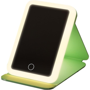 Illuminated travel makeup mirror, travel LED mirror, travel makeup mirror with light, touch control LED travel mirror (monochrome cold light-green)