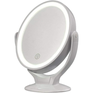 Desktop LED makeup mirror Multifunctional rotating portable makeup mirror with light - white
