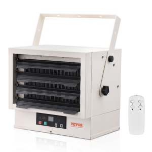 Chauffage électrique de garage VEVOR 5000 Watts, chauffage mural/plafonnier à ventilateur numérique, avec télécommande, protection contre la surchauffe, chauffage câblé avec minuterie de 9 heures, certifié ETL