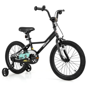 Costway 12"/14"/16"/18" Kids Training Bike with Removable Training Wheels Pneumatic Tires Navy/Black