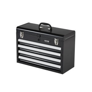 VEVOR 20.5-inch Metal Tool Box, with 4 Drawers, Small Tool Chest with EVA Liners, Ball Bearing Slide Drawers Locking & Powder Coated Finish, Multi-Function Tool Organizer