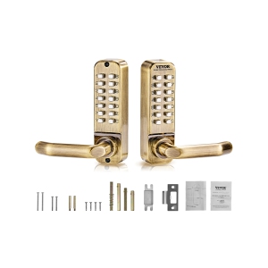 VEVOR 14 Mechanical Keyless Door Lock, Key Mechanical Door Lock, Mechanical Keypad Door Lock with Handle, Double-Sided Stainless Steel Waterproof, for Home Office Fence Garage