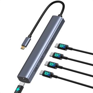 5 in 1 USB C Splitter with 4 USB 3.1+100W Power Delivery, USB C to USB C Hub Multiport Adapter, USB C Hub for MacBook Pro/Air, iPad, Dell, HP, Samsung