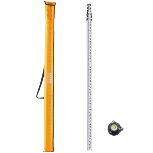 VEVOR 25-Feet/10ths 6 Sections Telescopic Measuring Rod,Double-Sided Scale 1/10ft Leveling Rod Stick,Aluminum Alloy Rod w/ Bubble Level &Carrying Bag for Houses,Walls,Floors
