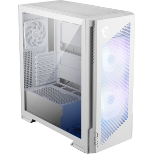 MSI MPG Velox 300R Airflow PZ White - Mid-Tower Gaming PC Case - Tempered Glass Side Panel - 2 x 160 mm Dual Layer Blades Fans - Support up to 360mm Radiator - Mesh Panel