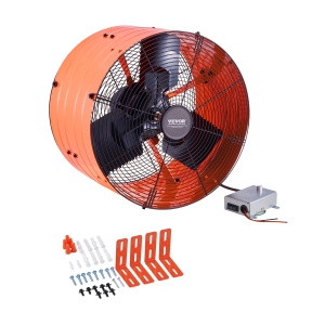 VEVOR 16 Inch Gable Mount Fan, Attic Exhaust Fan with Adjustable Thermostat & Outer Mesh, 2940 CFM House Ventilator Cools Up to 4200 Sq.Ft, Quiet Ventilation, Vibrant Orange