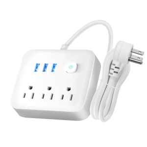 Power Strip with USB Ports, Power Strip with 3 Outlets and 3 USB (2.1A, 5V) Ports, 4-foot Extension Cord, White