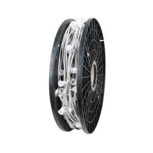 Novelty Lights 250 Foot C7 Christmas Stringer Bulk Reel, White Wire, 12" Spacing, Candelabra Base (C7/E12), SPT-1 8 AMP Wire