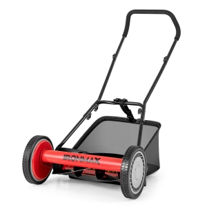 Ironmax 16" Push Lawn Mower with 5-Blade 6.9 Gallon Removable Grass Catcher for Garden Green/Red