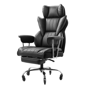 VEVOR 400lb Capacity Executive Office Chair with Footrest, Office Chair with Lumbar Pillow & Removable Armrests, Heavy Duty Ergonomic Chair, PU Leather Reclining Home Office, Black