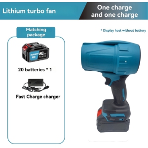 Brushless Storm Blower, Lithium Battery Turbine Blower, Leaf Blower, Snow Blower, Garden Tool, Duster, Powerful Blower (20 cells, one battery, one charge)