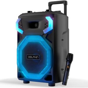 Dolphin SP-3112RBT Portable Bluetooth Party Speaker with 12” Woofer and Wireless Microphone