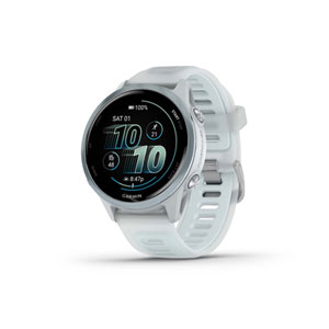 Garmin Forerunner 570 AMOLED 42mm Bluetooth GPS Running Smartwatch - Translucent Whitestone/Cloud Blue