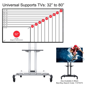 Boost Industries AVC3265ii Universal Mobile TV Cart TV Stand for 32″ to 80″ TVs (Free Shipping)