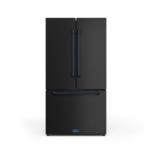 Gordon Ramsay by THOR Kitchen 36 Inch 20.3 cu ft French Door Counter Depth Refrigerator with Ice Maker in Black/Navy Blue